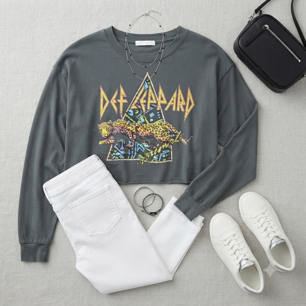 Daydreamer NWT Gray Def Leppard Graphic Hoodie Sweatshirt Small