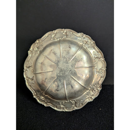 Vintage Ornate Silverplate Repousse Scalloped Bowl Hollywood Regency