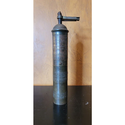 Vintage Brass Coffee Grinder Mill Made in Greece Hand Crank Pepper Spice Etched
