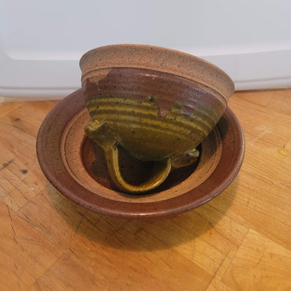 Stoneware studio pottery butter loaf cheese dome lidded Cloche Artisan earthtone