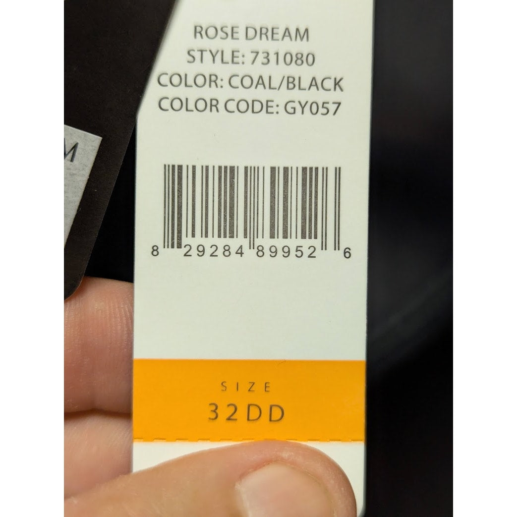 Natori Rose Dream Underwire T-Shirt Bra Sz 32DD in Coal/Black NWT
