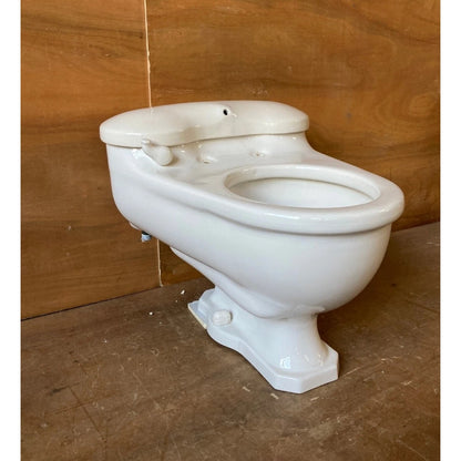 Antique Ceramic Deco Case Kidney 1 Piece Toilet White Porcelain Low Boy 53-25E