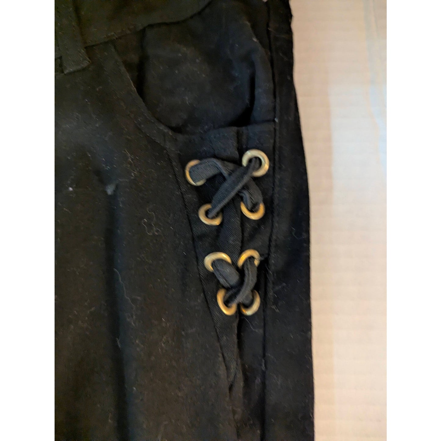 XOXO Girls Black Pants Size 14 NWT Lace Up Accent Rhinestone Pocket Y2K Vibe