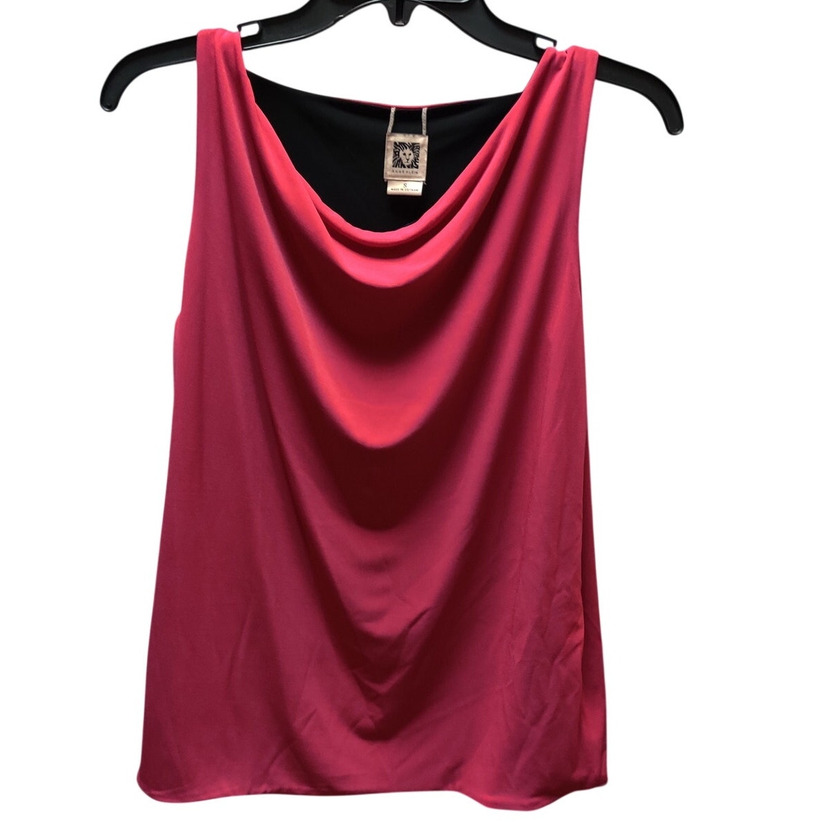 Anne Klein Reversible Tank Top Sleeveless Cowl Neck Pink Black Blouse Size Small