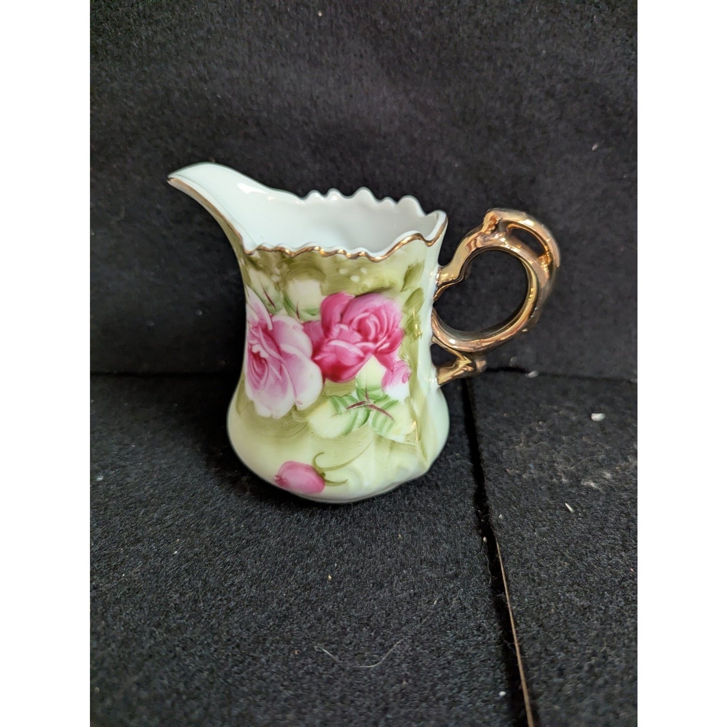 Vintage Nippon Hand-Painted Pink Rose Porcelain Creamer Pitcher
