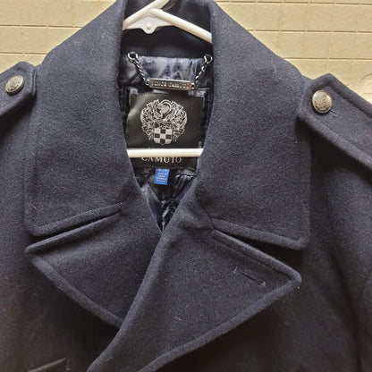 Vince Camuto XL NAVY blue nautical Peacoat lined double Breasted MENS