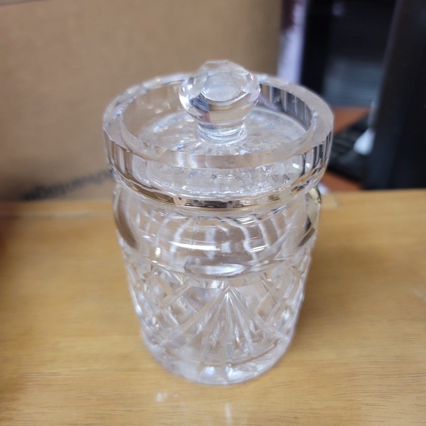 Vintage Waterford Crystal Jam Marmalade Condiment Jar with Lid Handmade Ireland