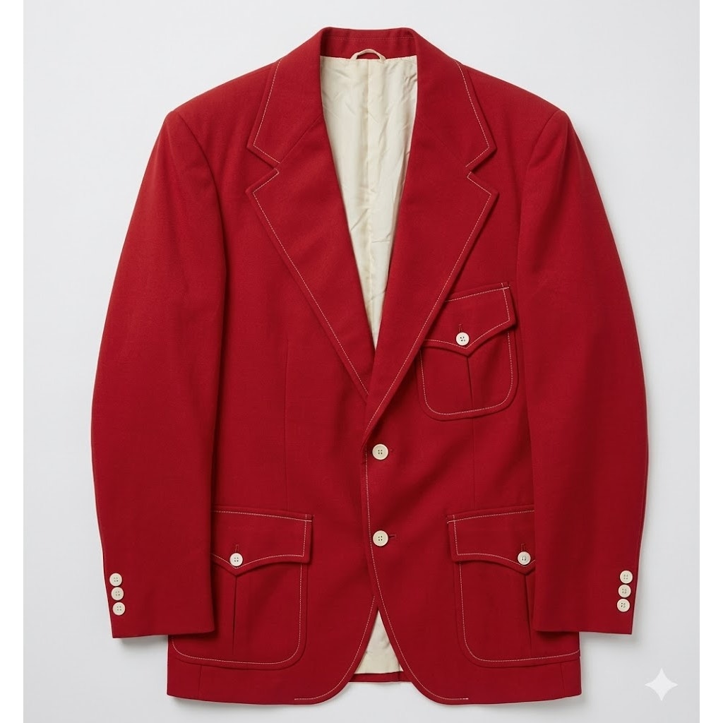 Vintage Fletcher Cantor Red White Stitch Accent Blazer Jacket 40 Reg Sport Coat