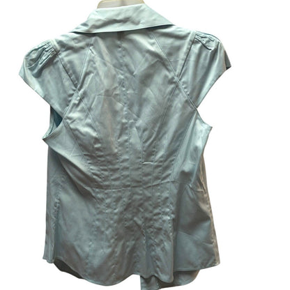 Antonio Melani Cap Sleeve Button Up Shirt small Ice Blue Cotton Blend Blouse