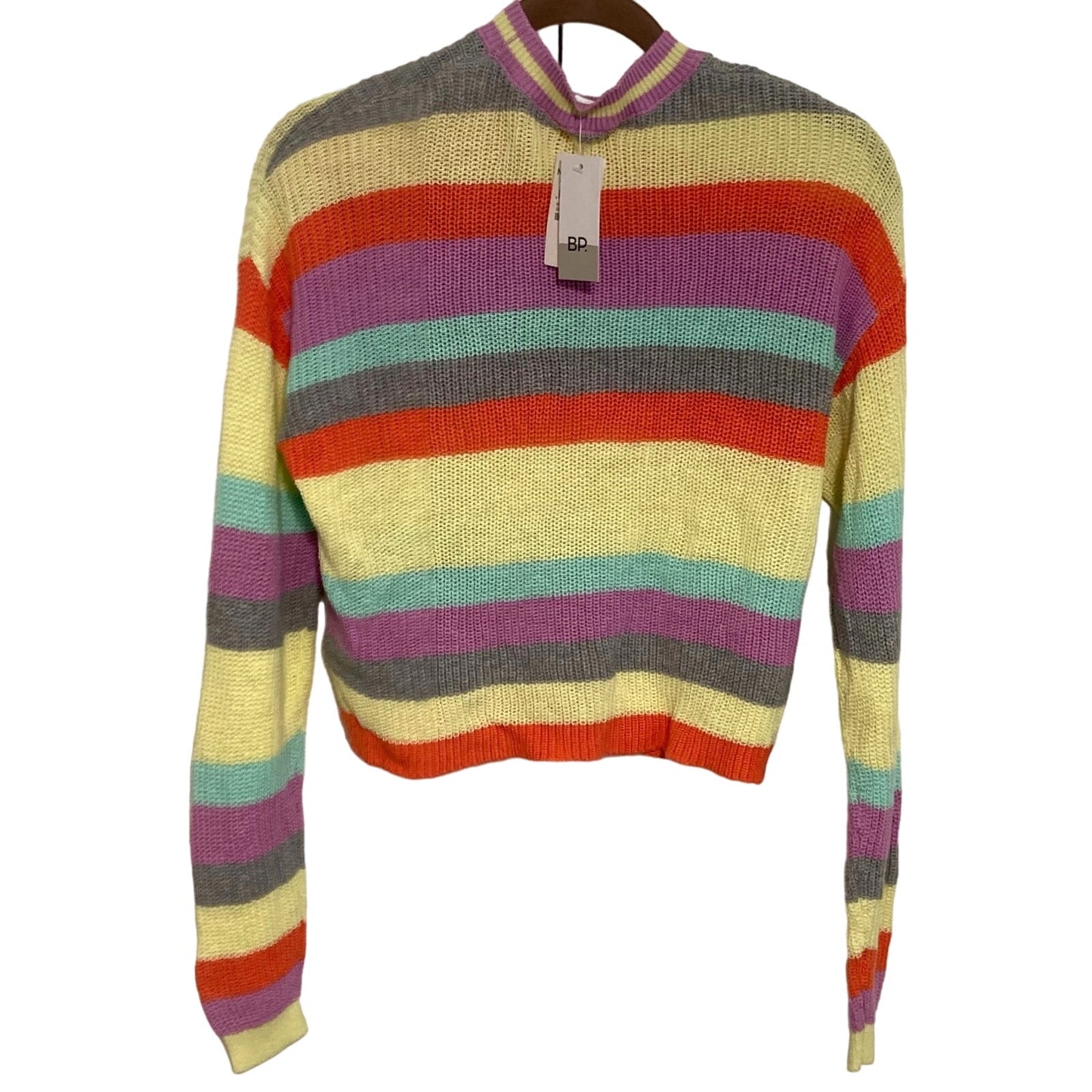 NWT BP. Pullover Crewneck Crop Sweater XS/Extra Small Green Luminary Multistripe