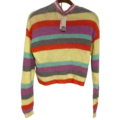 NWT BP. Pullover Crewneck Crop Sweater XS/Extra Small Green Luminary Multistripe