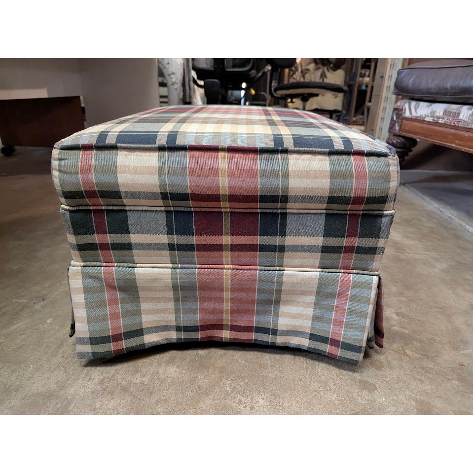 Secondhand Sandies: Woodmark Plaid Ottoman Footstool skirted Wheels
