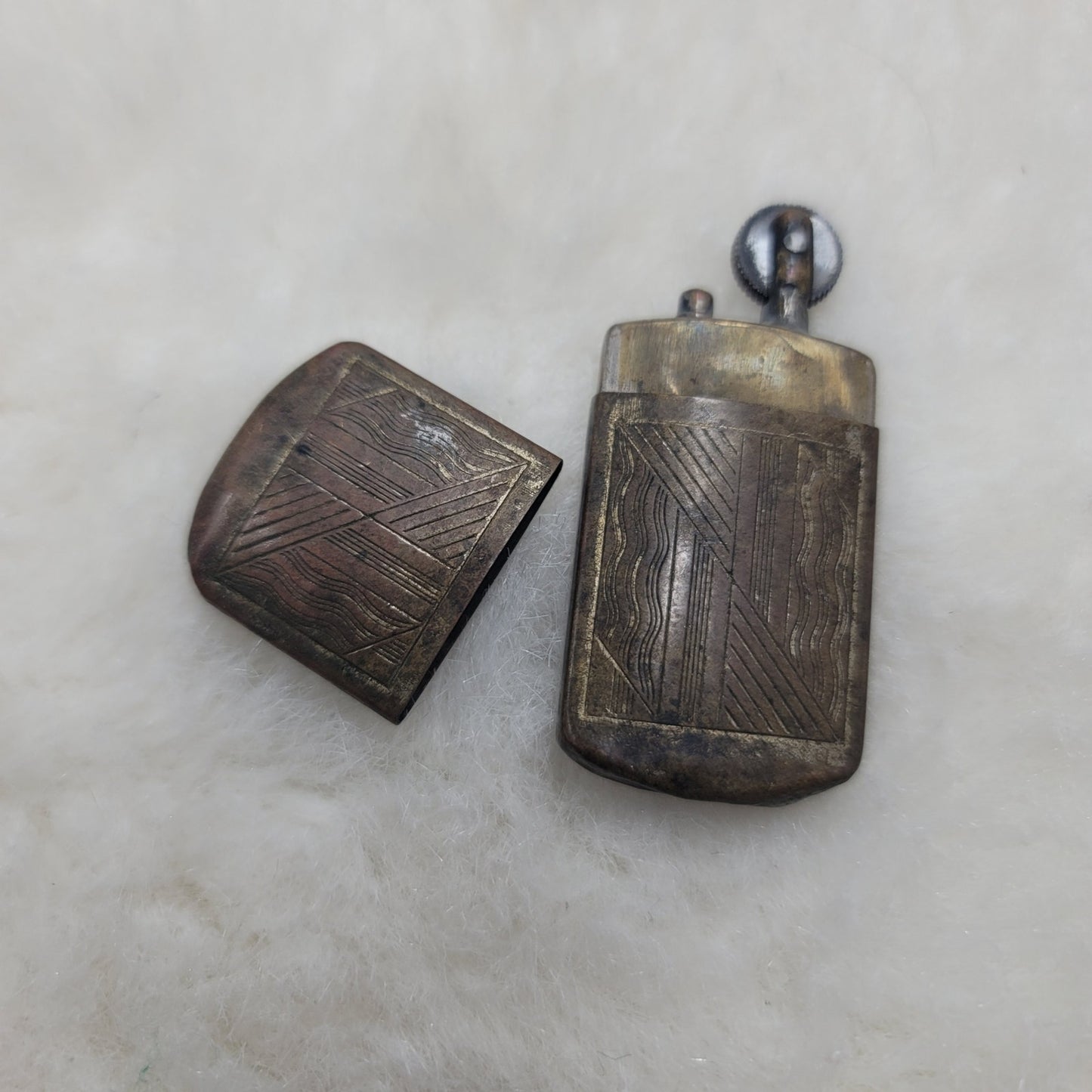 Vintage WWI WWII Military Trench Art Style Slide Sleeve Pocket Lighter Antique