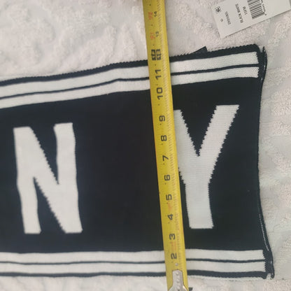 DKNY Stadium Logo Spellout Scarf Black & White NWT wrap winter cold weather