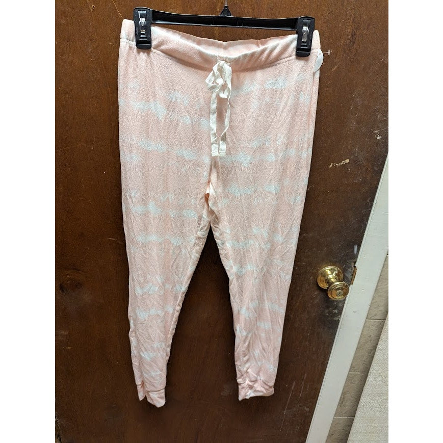 NEW Kikit small Pajama bottoms drawstring waist pink white jogger tie-dye pjs