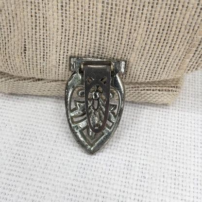 Vintage Art Deco Style Fur Clip with White Rhinestones, Statement Jewelry