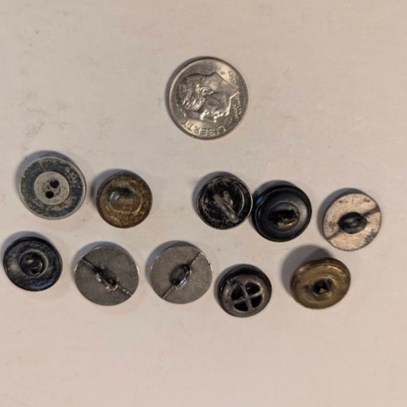 Antique Vintage Button Lot 10 Metal, Shank, Fashion Estate Collector LOT E