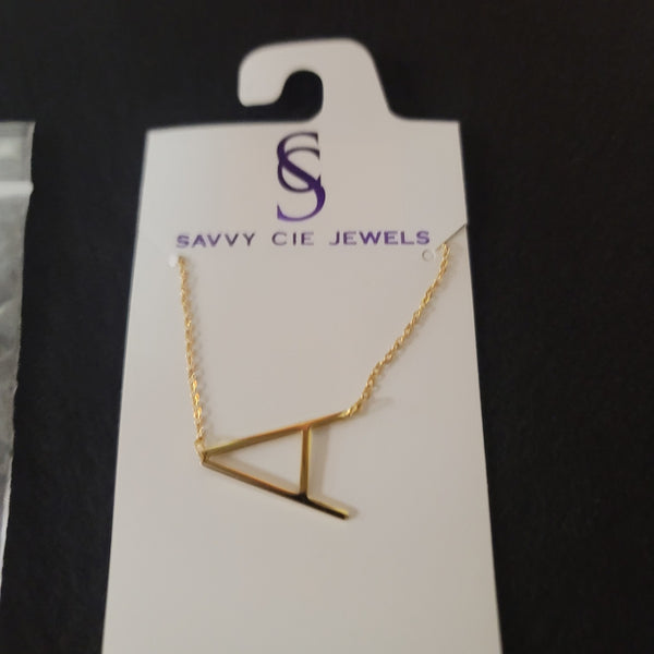 Savvy Cie Jewel 16" Gold Plated Necklace Letter A Monogram Originally 65.00