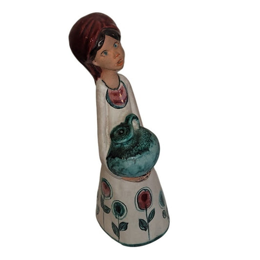 Studio Art Pottery Girl/Lady Figure Statue w/ Jug for Vase Flowers Vintage Heavy