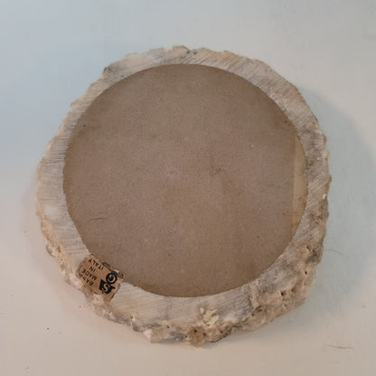 Italy Mid Century ashtray Marble round table office gray white Vintage raw edge