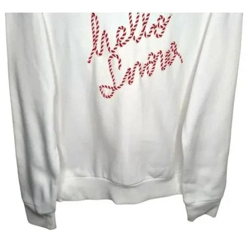 NEW 1901 Hello Snow Winter Holiday Fleece Lined Sweatshirt Sz XXL in White NWT