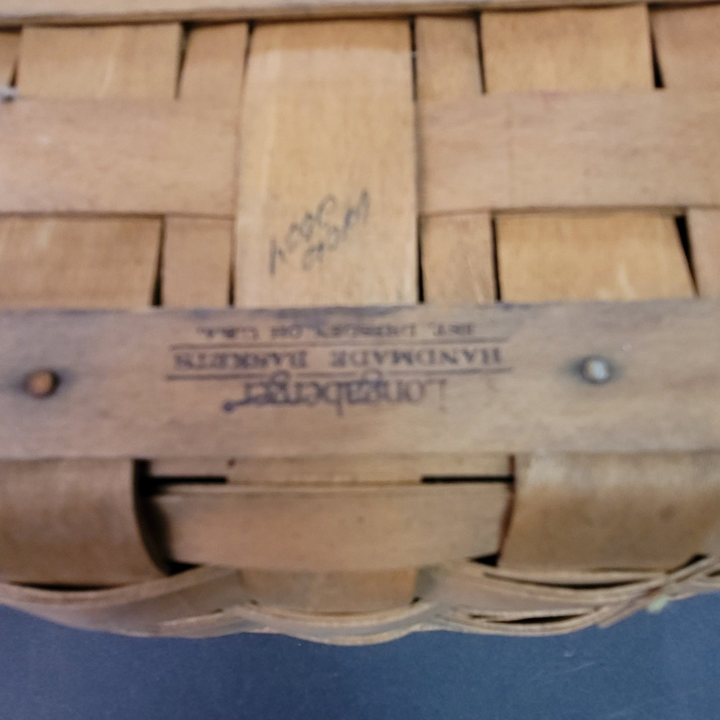 Vintage Longaberger Handwoven Rectangular Basket with Plastic Liner Dresden Ohio