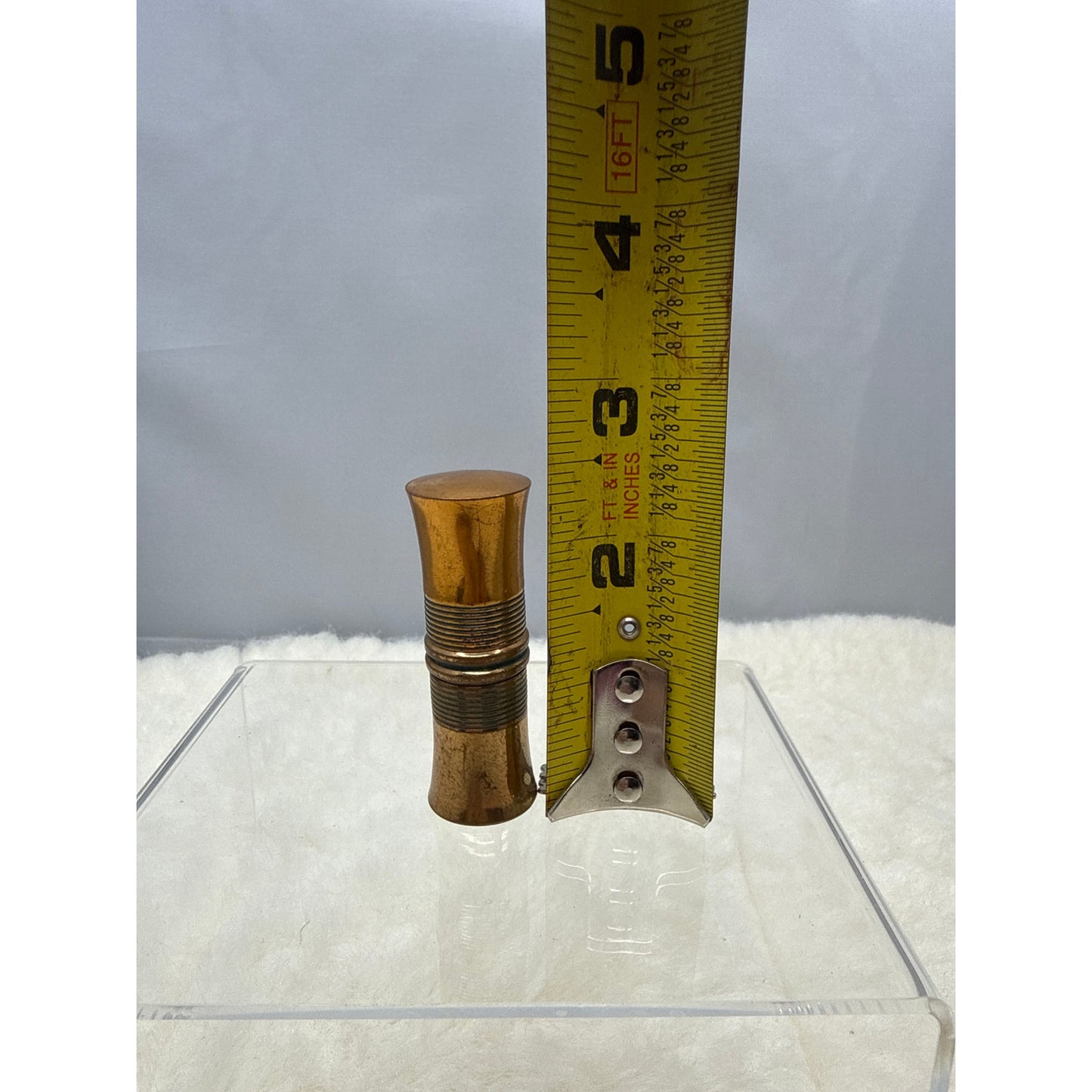 Vintage EMBRUJO MYRURGIA Brass Lipstick Lighter Two Inch Gold MCM Glamour
