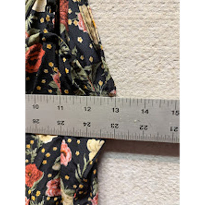 Abound Size XXS Black Floral Bodycon Ruched Front Spaghetti Strap summer DRESS