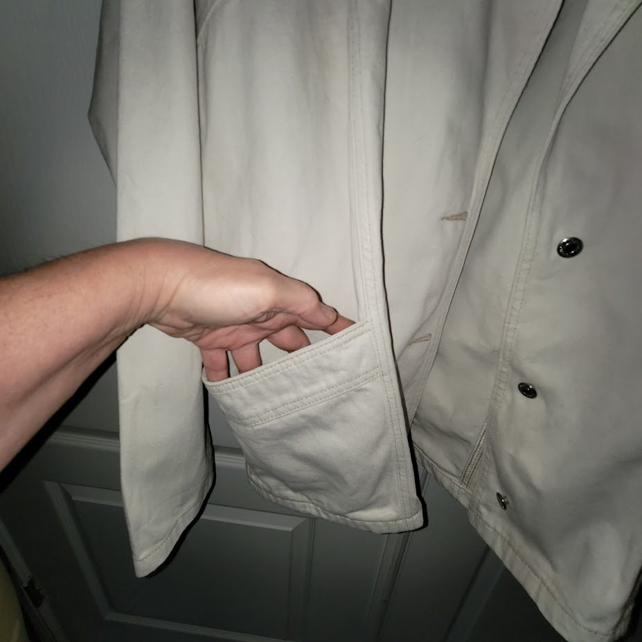 Topshop Cream Oversized Denim Chore Coat Jacket Utility Pocket Size 10