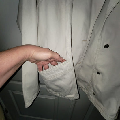 Topshop Cream Oversized Denim Chore Coat Jacket Utility Pocket Size 10