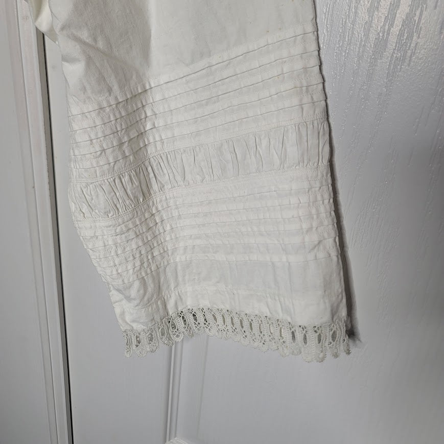 Vintage Open Womens Pantaloons Bloomer lace bottom detail tie waist  white small