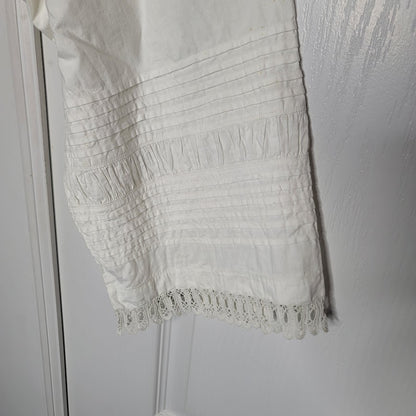 Vintage Open Womens Pantaloons Bloomer lace bottom detail tie waist  white small