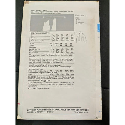 Vintage Pattern Sewing Crafts Hobby Butterick Size 12 Halter Dress 3734
