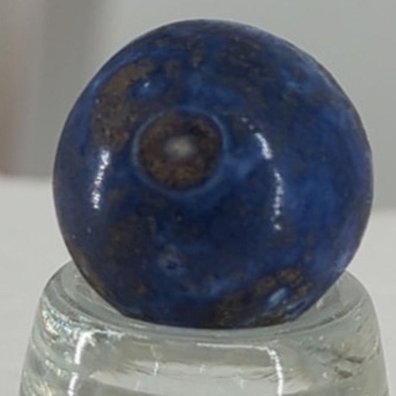 Vintage German  Coblalt blue bennington clay marble 7/8" Toy Gem #GBd