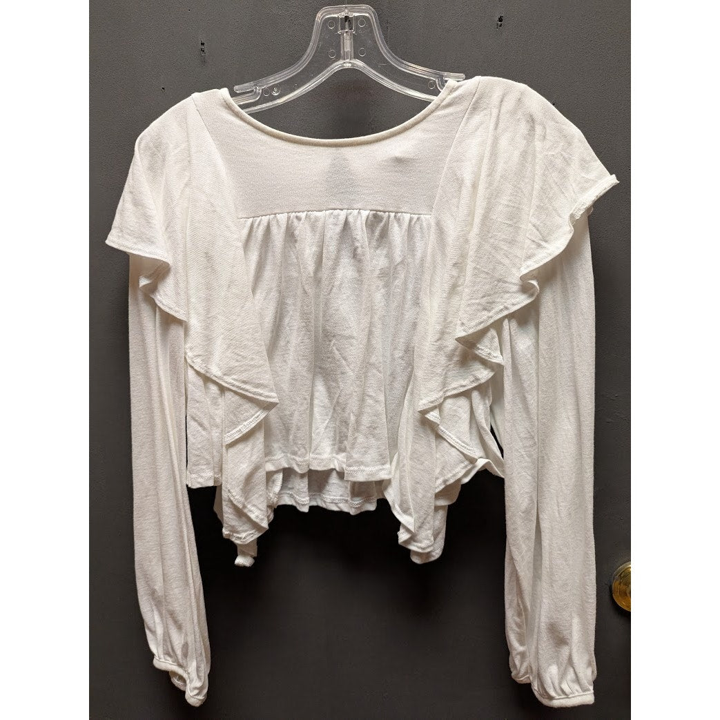 Topshop long sleeve ruffle top blouse BOHO festival white long sleeve Small new