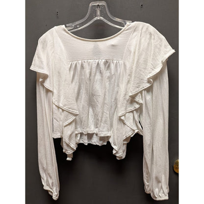 Topshop long sleeve ruffle top blouse BOHO festival white long sleeve Small new