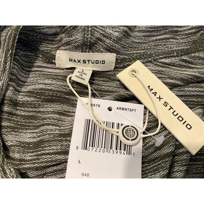 Max Studio Long Sleeve Drawstring Hoodie Top Sz Large in Olive NWT