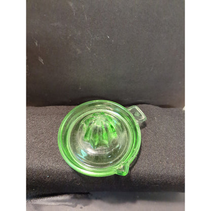 Vintage Federal Glass Green Uranium Juice Reamer with Tab Handle Kitchenware