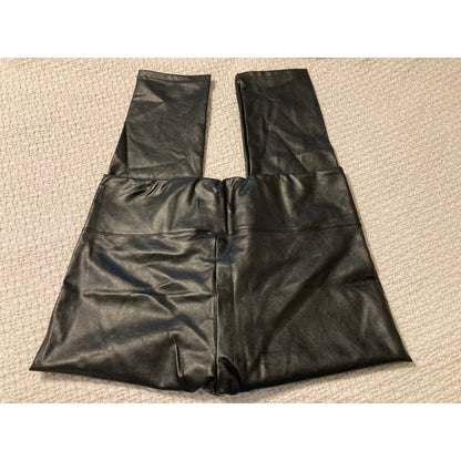 Fourteenth Place Size 2X Women's Plus Faux Leather Ankle Pants Black Stretch NEW