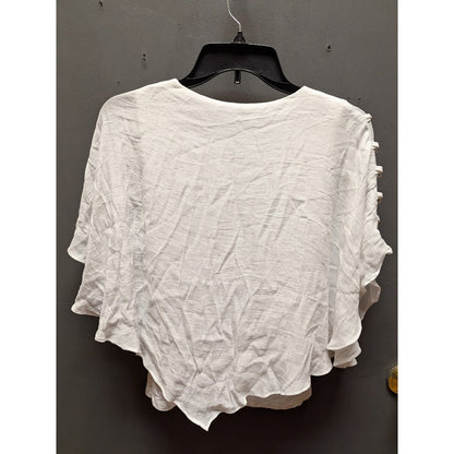 JM collection Size small petite white blouse poncho capelet overlay short sleeve