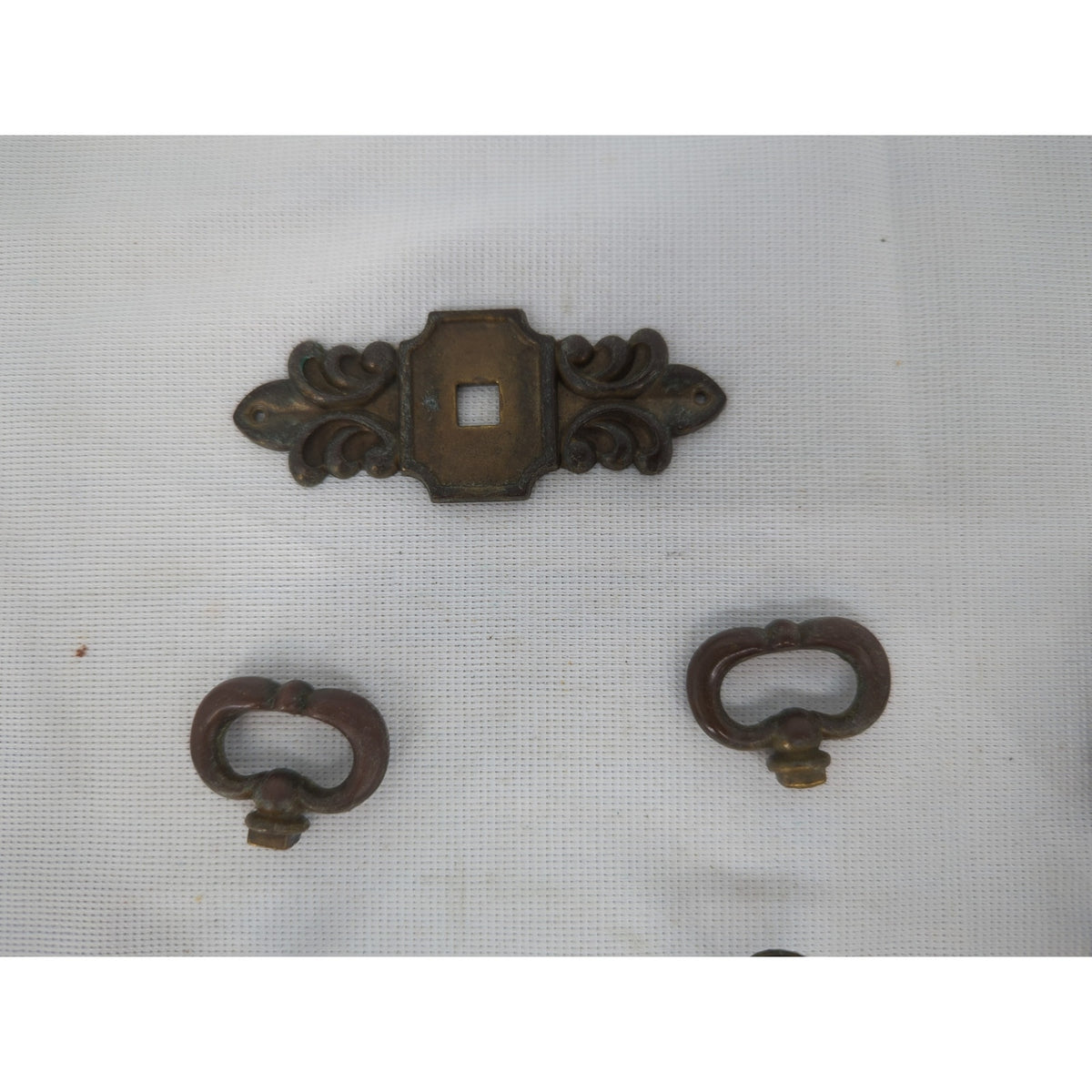 9 Pulls Brass Hardware Vintage Keeler Brass Co. Ornate Drop Pulls Dresser Lot