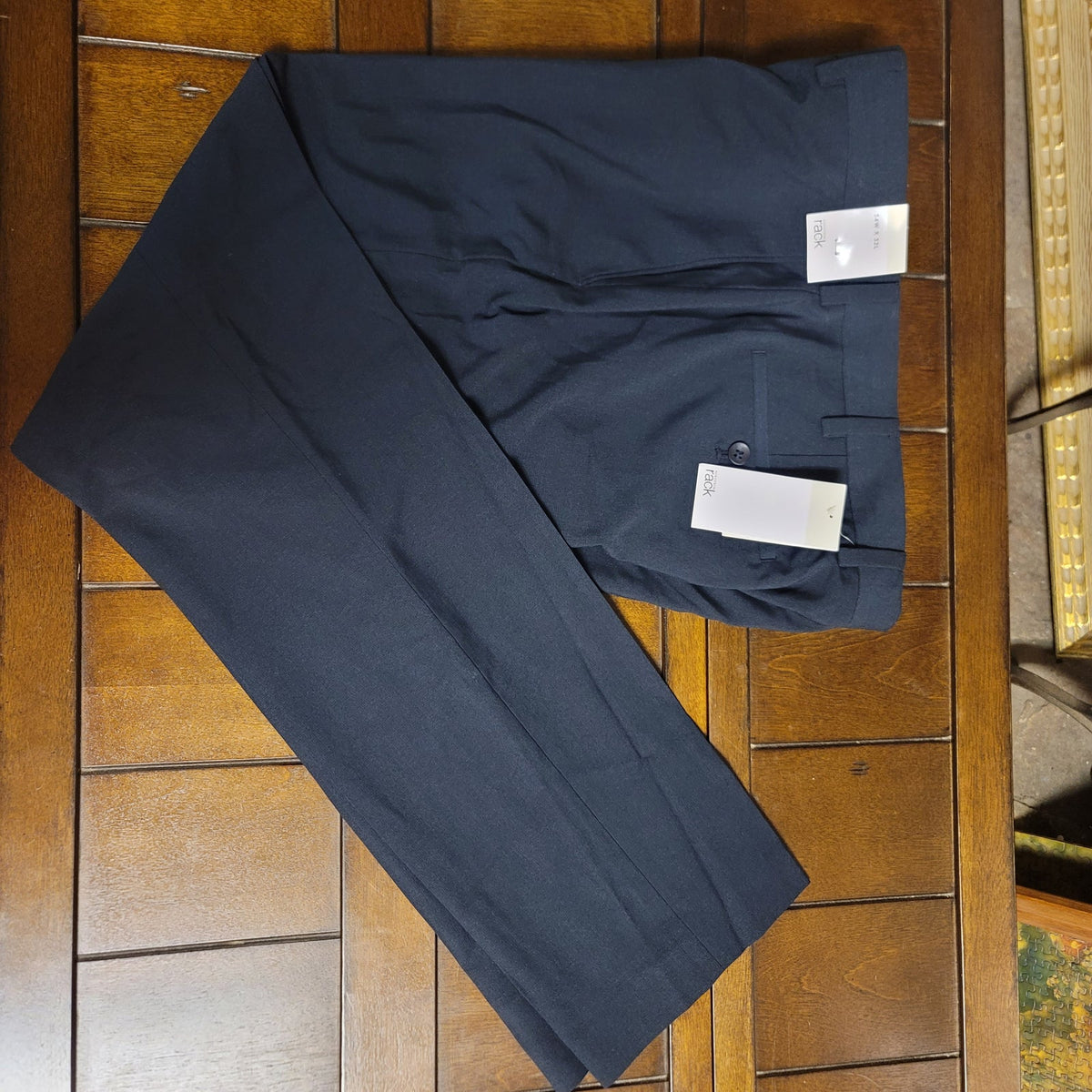 Nordstrom Rack Men Navy Flat Front Pants Slacks Dress Trouser 34" x 32" Trim Fit