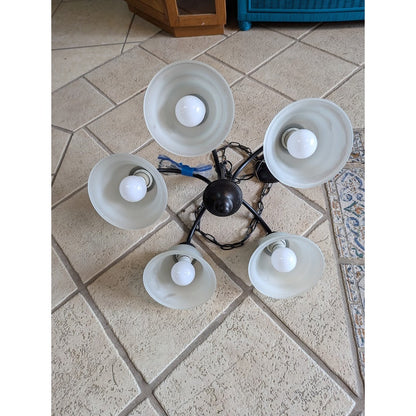 Secondhand Sandies: hanging chandelier light fixture brushed bronze 5 down lights
