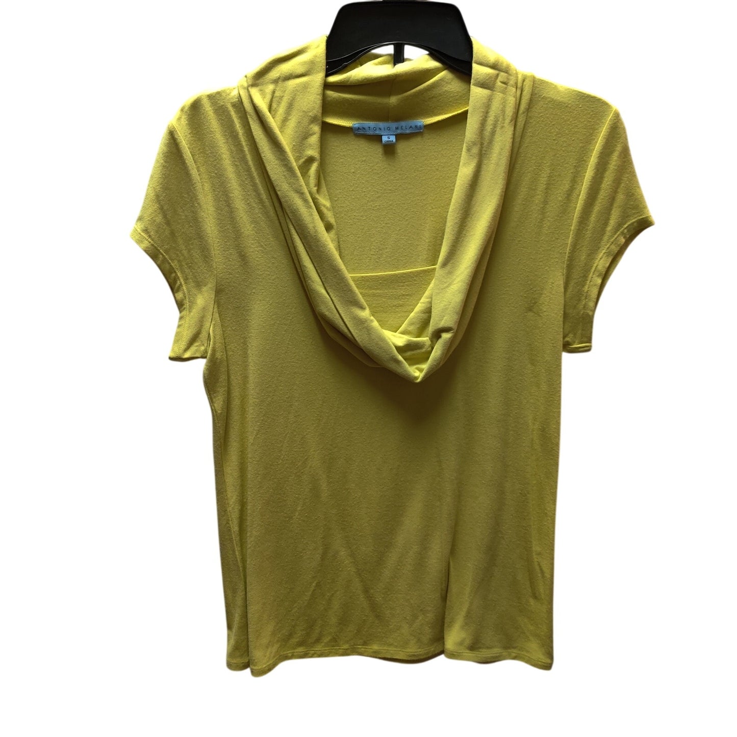 Antonio Melani Chartreuse Yellow Cowl Neck Short Sleeve Luxury Blouse Size Small