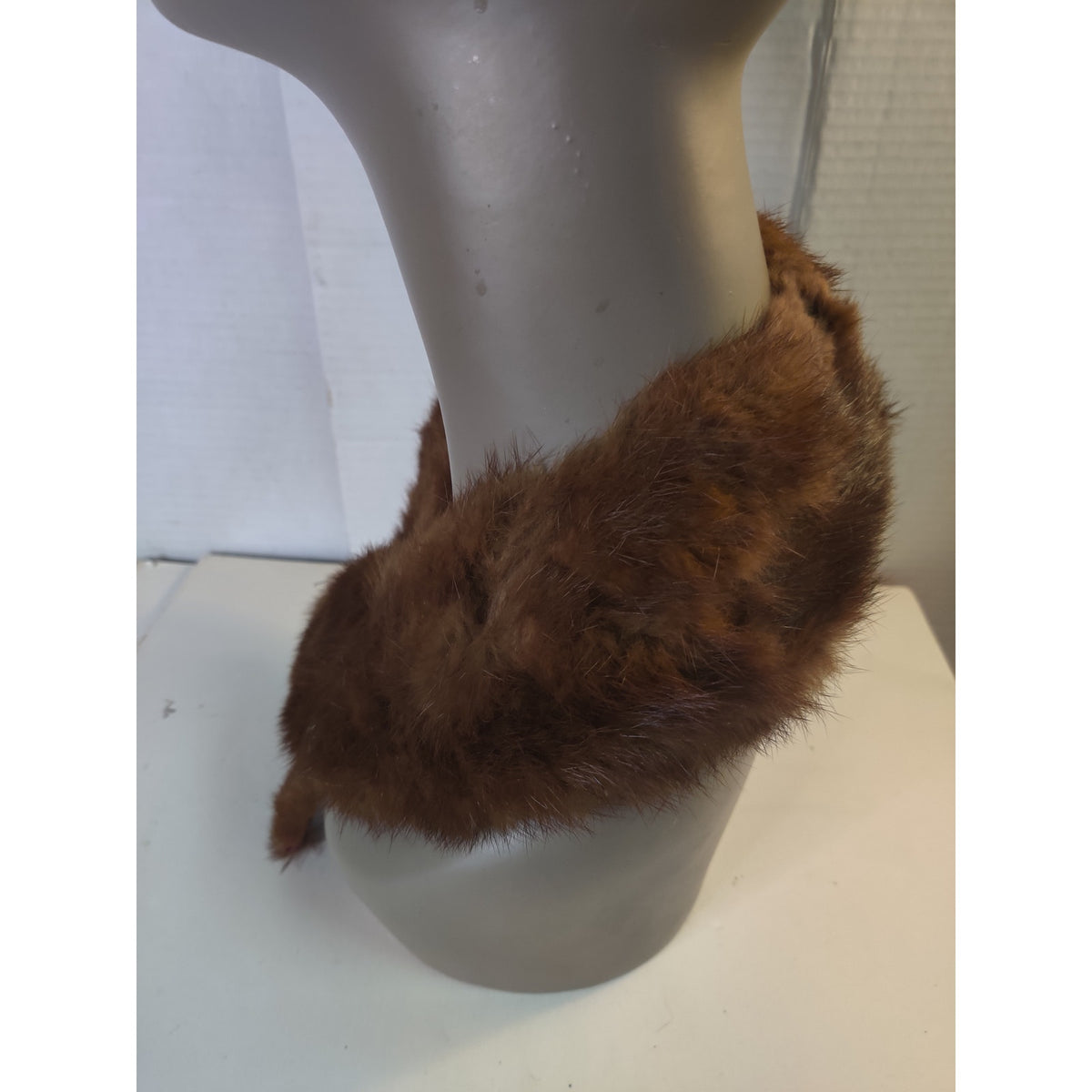 Vintage Brown Real Fur Collar Wrap Stole Coat Collar Craft