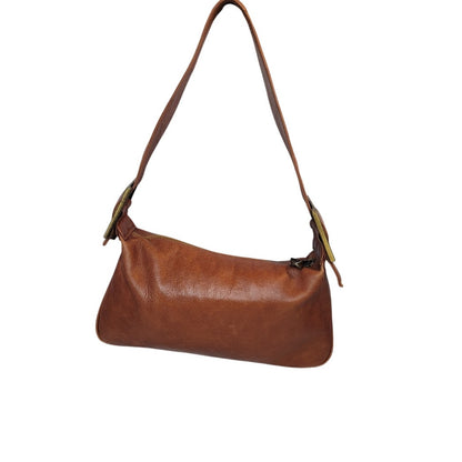 Pelletteria Alexander Italy Leather Shoulder Purse Bag brass hardware Hobo