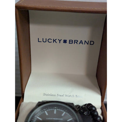 Lucky Brand Watch with bracelet in Box NEW Black Mens gift set