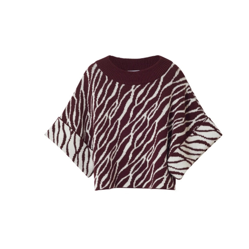 RODEBJER NEW NOUHAILA SWEATER cropped WIDE SLEEVE merino wool Wild Saffron