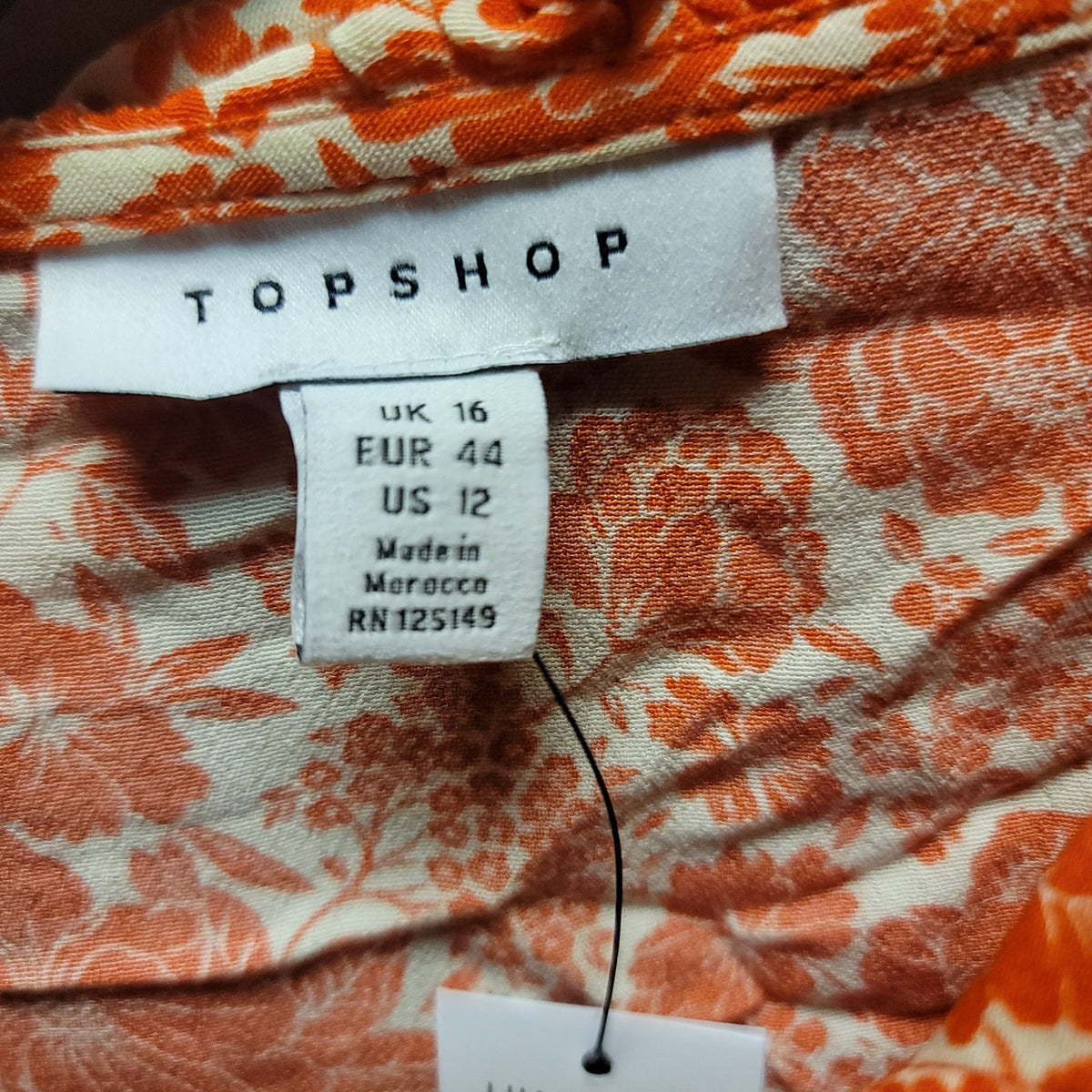 Topshop Orange Red Wrap Floral Short Dress Size 12 Ruffle collar Long sleeve NEW