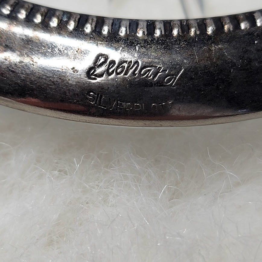 Set 4 Leonard Silverplate Glass Crystal Cut Coasters Barware MCM Starburst Drink